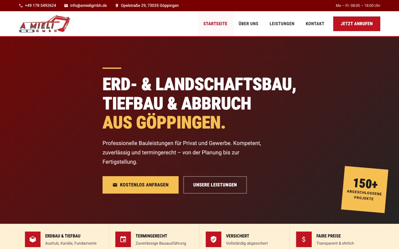 A mieli GmbH – Screenshot der Website