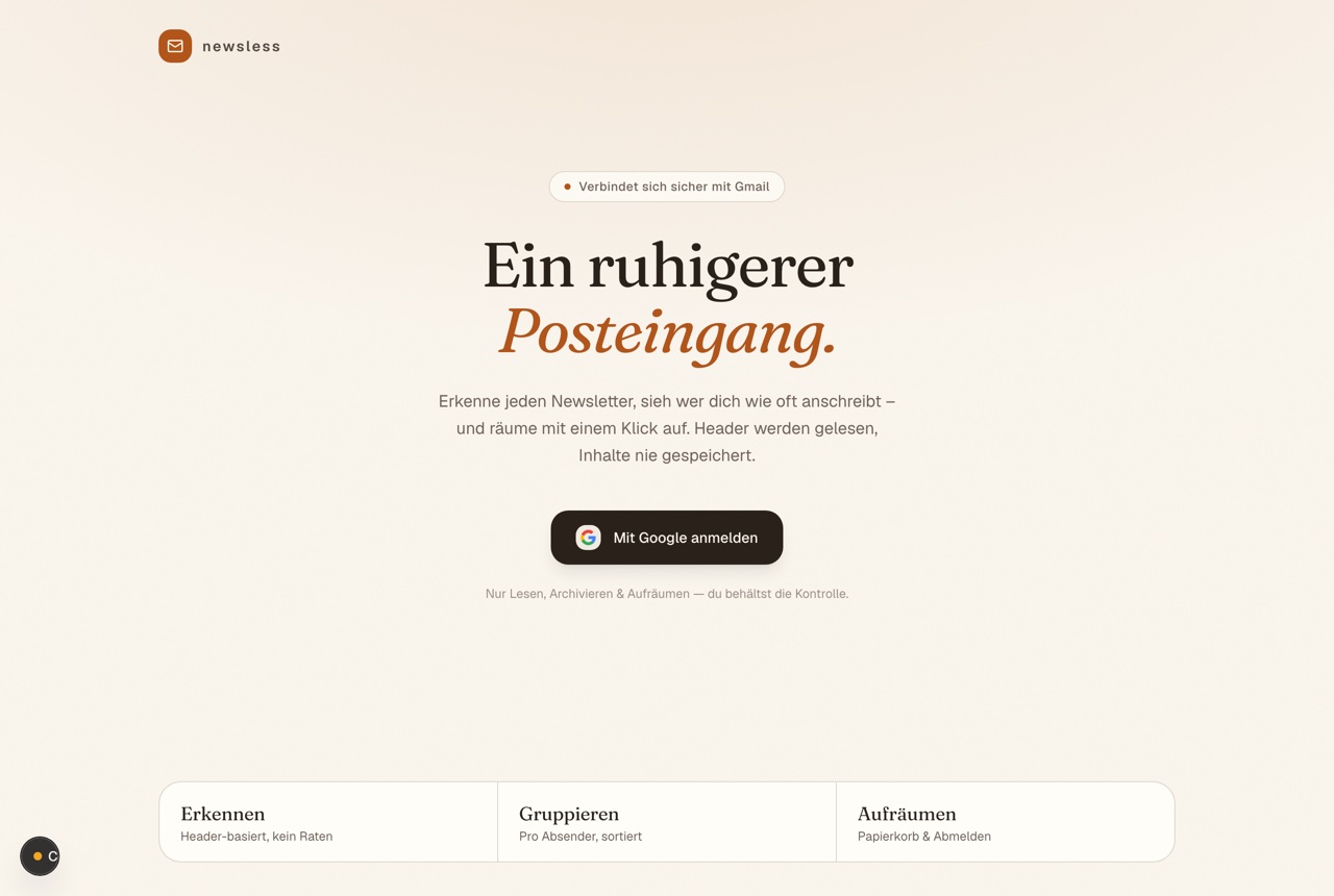 Newsless – Vorschau des Newsletter-Managers