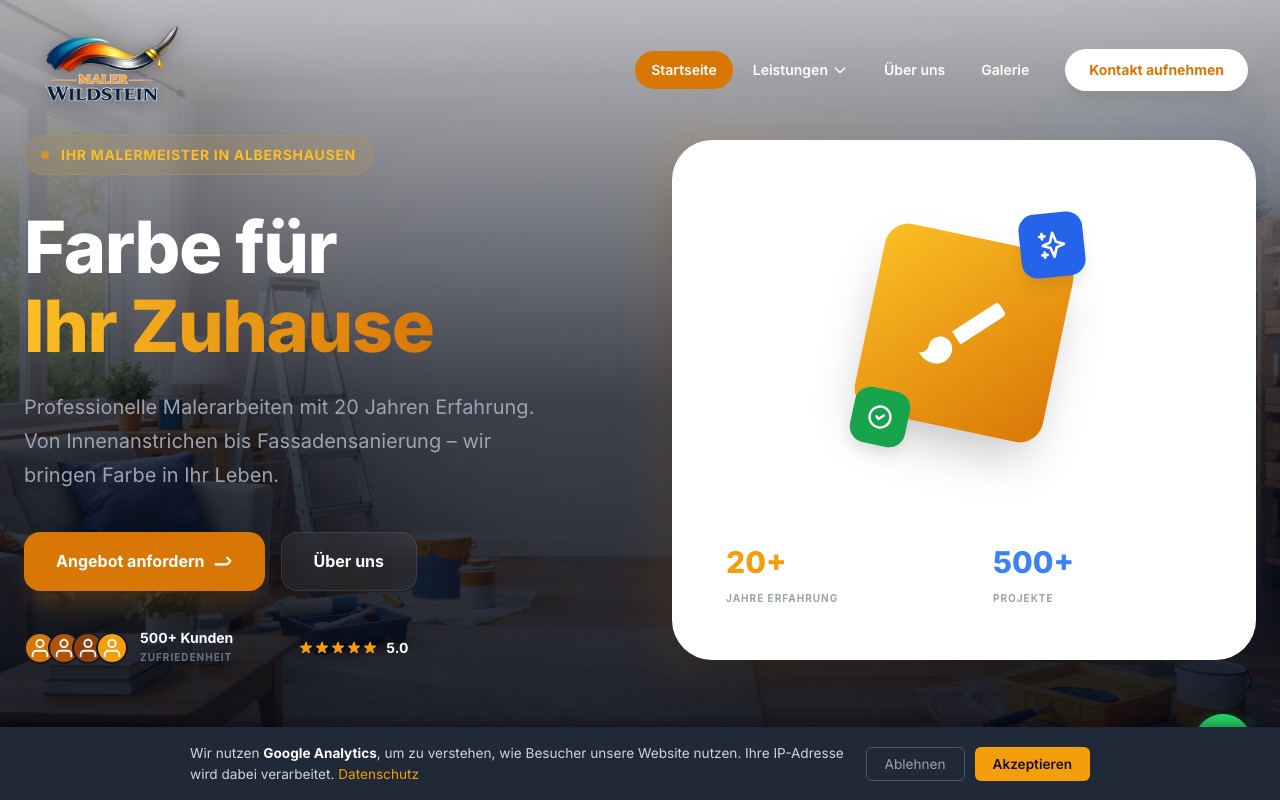 Maler Wildstein – Screenshot der Website